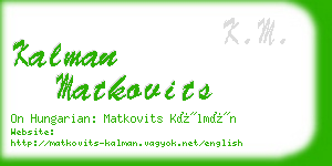 kalman matkovits business card